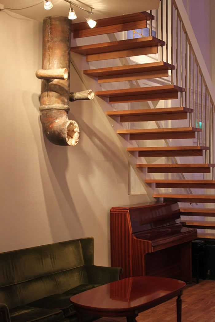 Pipe, a ceiling mounted sculpture by Kjersti Sletteland.